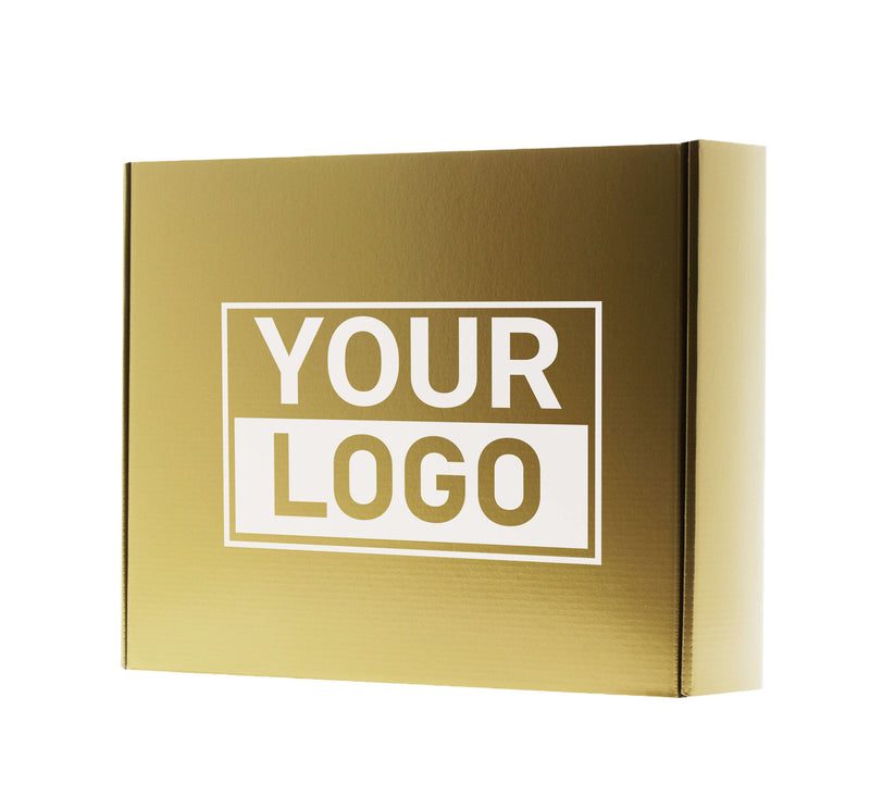Postkartons bedrucken Gold 350x280x80mm