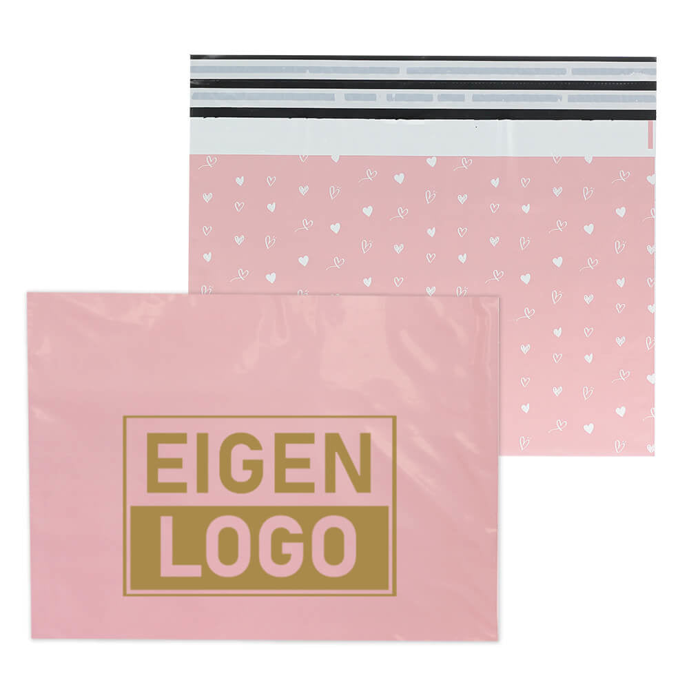 Rosa Herzen Versandtaschen Druck Large