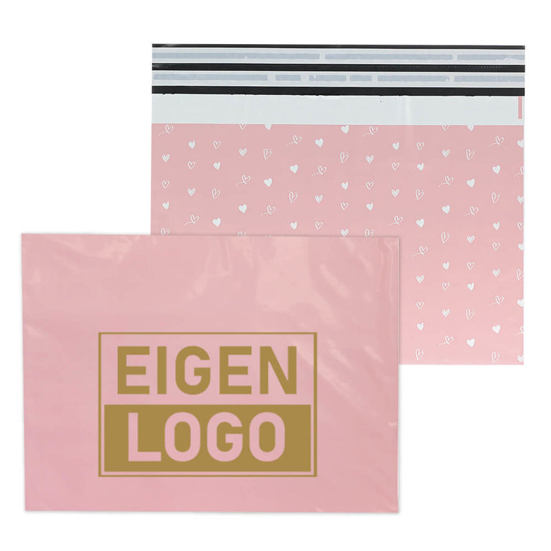 Rosa Herzen Versandtaschen Druck Large