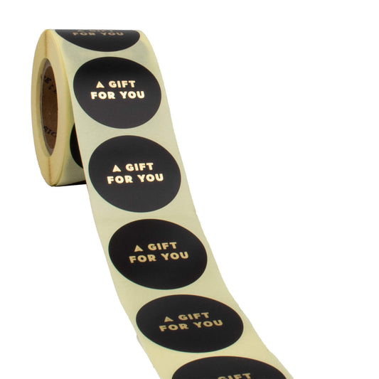 500x Aufkleber 'A Gift For You' Zwart-Goud 40mm