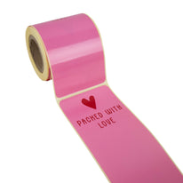 100x Verschlussaufkleber 'Packed with love' Rosa-Rot