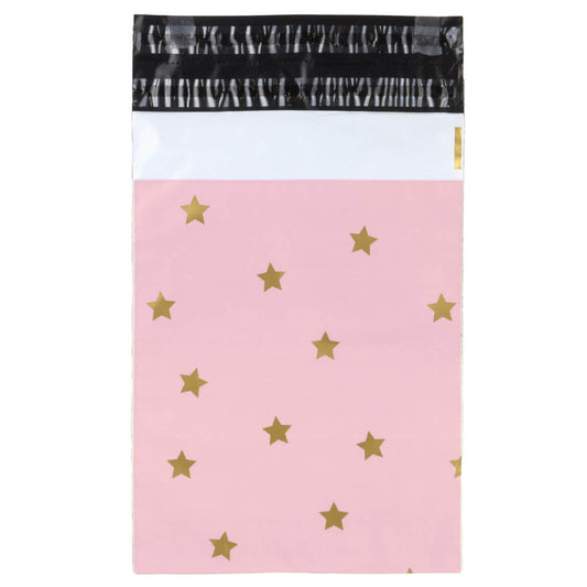 100x Versandtaschen Stars Gold Kleiner Rückgabeverschluss