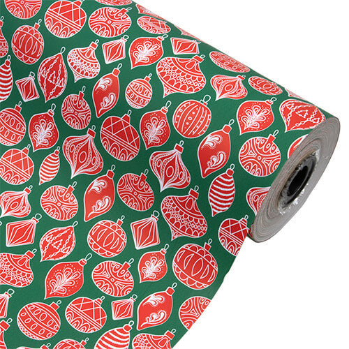 Geschenkpapier Weihnachtskugeln - Grün/Rot - 30cm x 100m