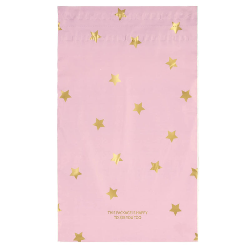 100x Versandtaschen Stars Gold Kleiner Rückgabeverschluss