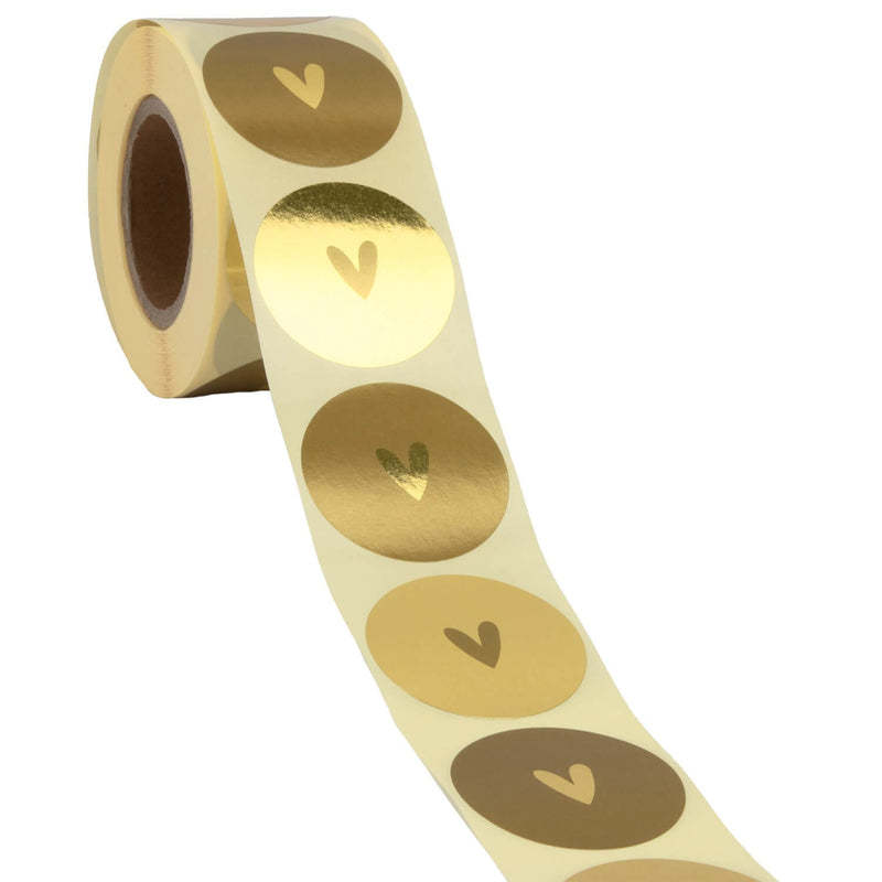 500x Aufkleber 'Herz' sortiert Gold-Gold 40mm