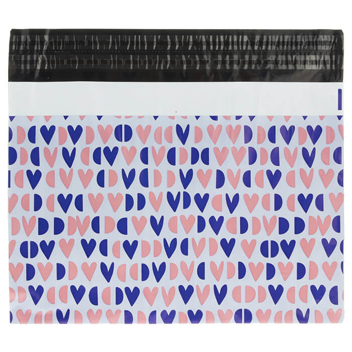 100x Versandtaschen Happy Hearts Large Rückgabeverschluss