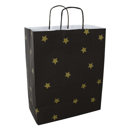 50x Papiertüten Black Stars Gold A4