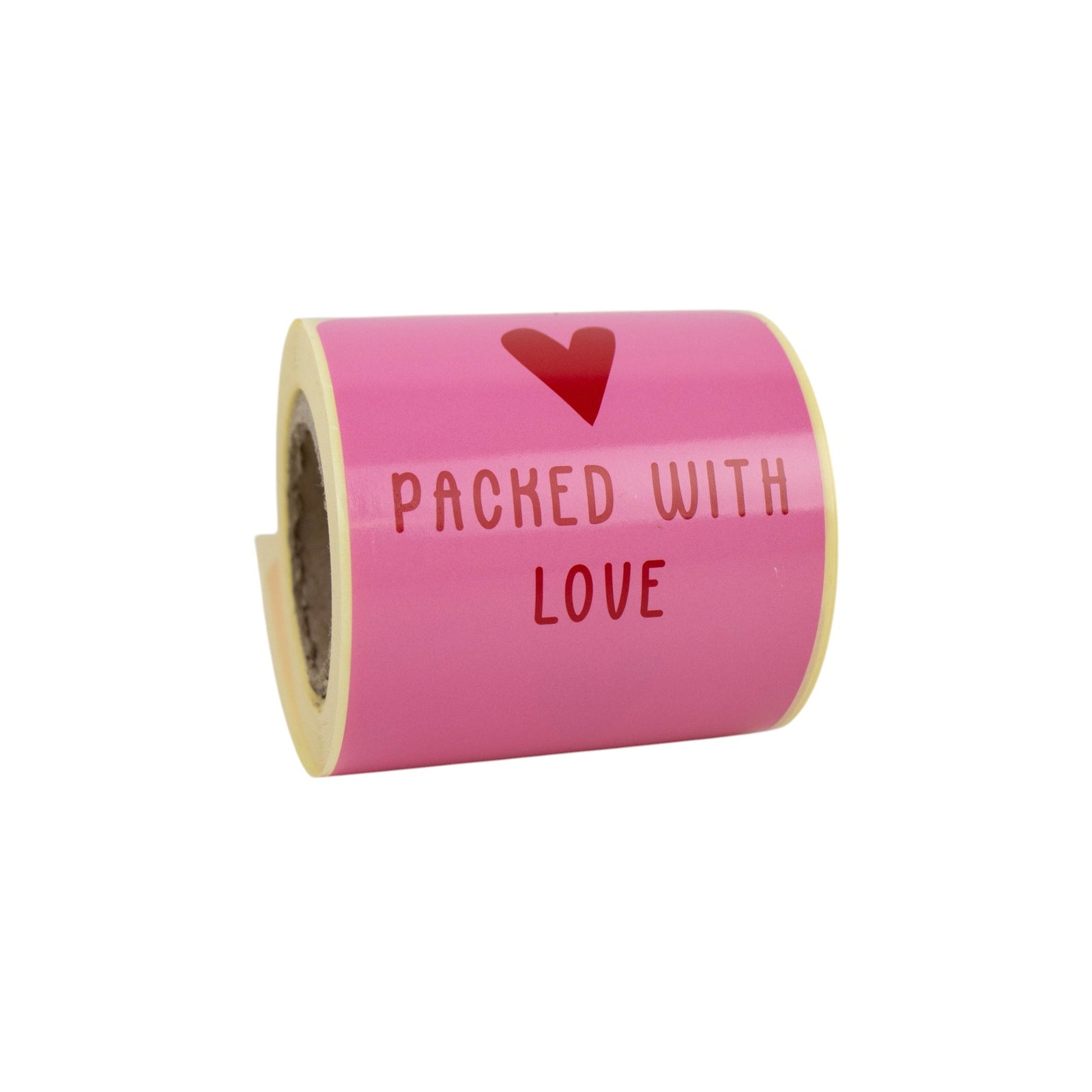 100x Verschlussaufkleber 'Packed with love' Rosa-Rot