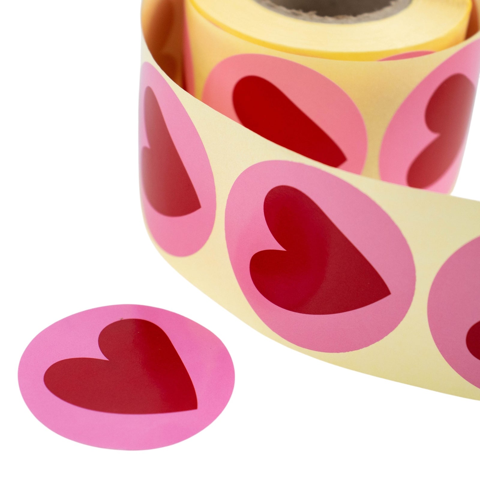 500x Aufkleber 'Heart' Rosa-Rot 50mm