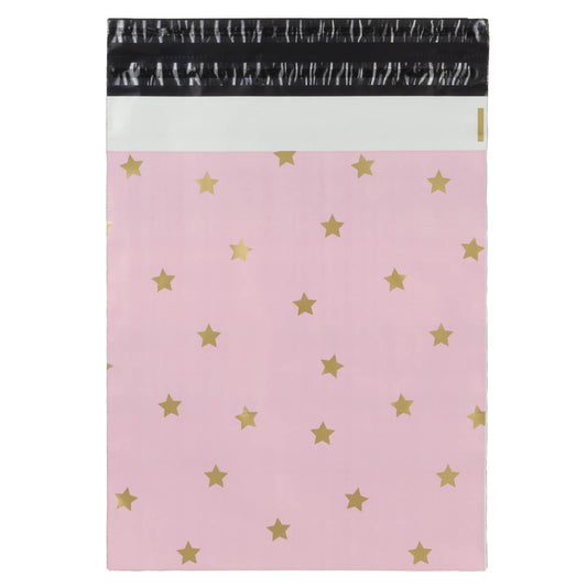 100x Versandtaschen Stars Gold Medium Rückgabeverschluss