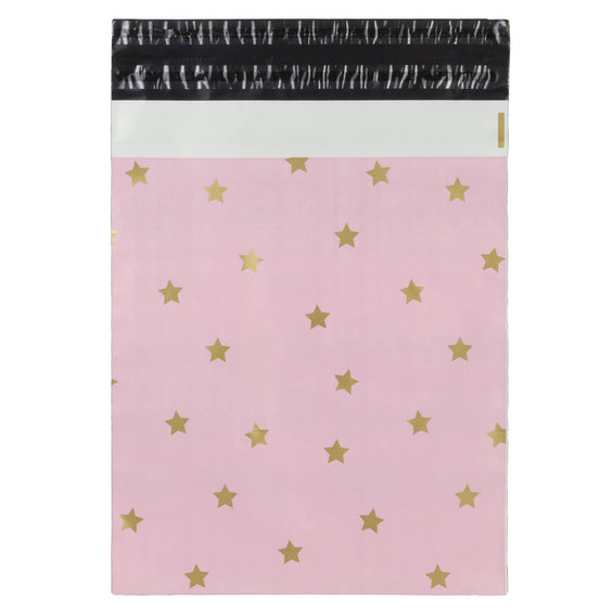 100x Versandtaschen Stars Gold Medium Rückgabeverschluss