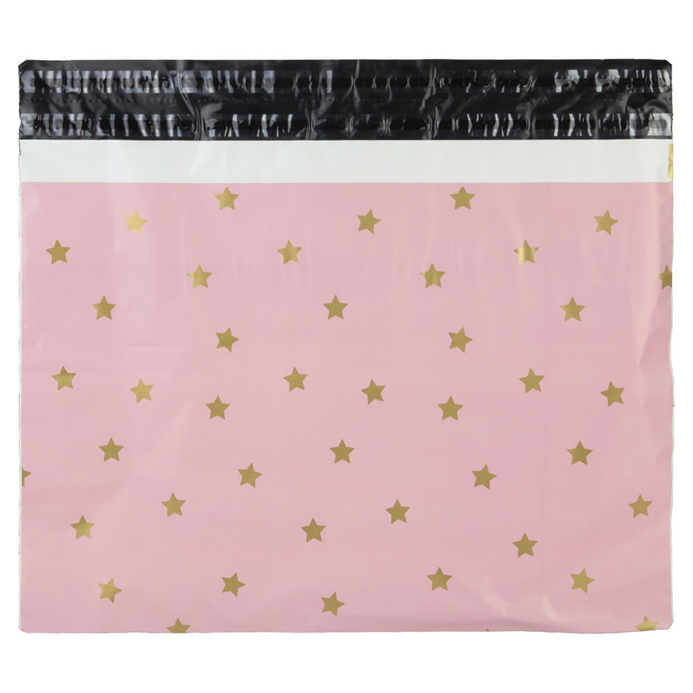 100x Versandtaschen Stars Gold XL Rückgabeverschluss