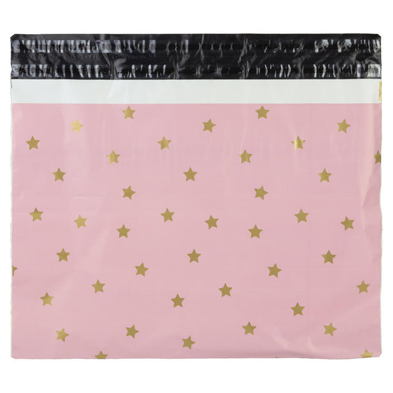100x Versandtaschen Stars Gold XL Rückgabeverschluss