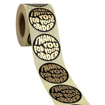 500x Aufkleber 'Thank you for your order' Schwarz-Gold 50mm
