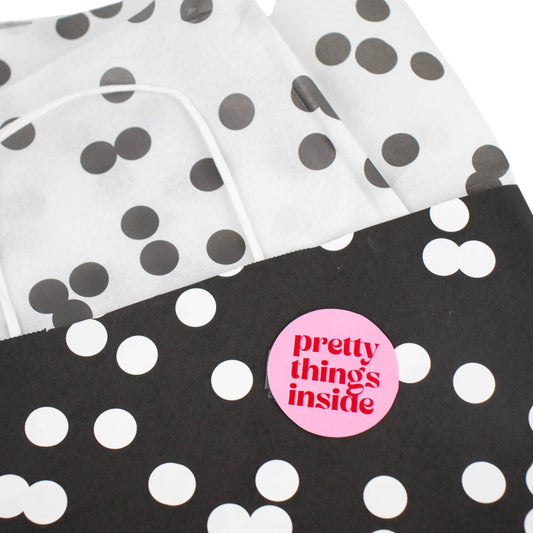 500x Aufkleber 'Pretty things inside' sortiert Rot-Rosa 50mm