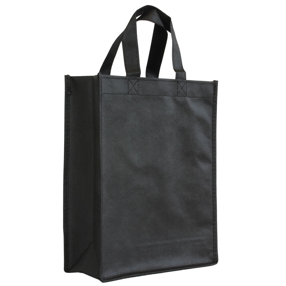 10x Shopper Schwarz Non woven 24x10x30cm