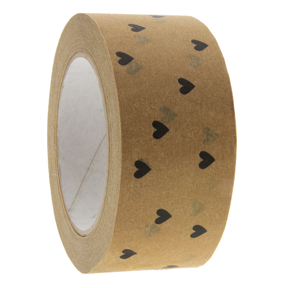 Papierband 'Hearts' Braun-Schwarz 50mmx50mtr
