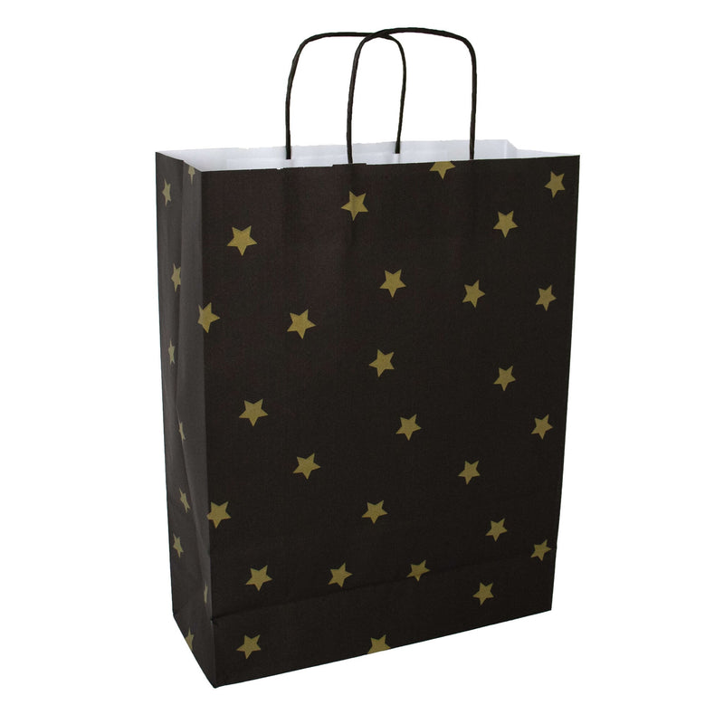 50x Papiertüten Black Stars Gold A3