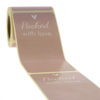100x Verschlussetiketten 'Packed With Love' Rosa