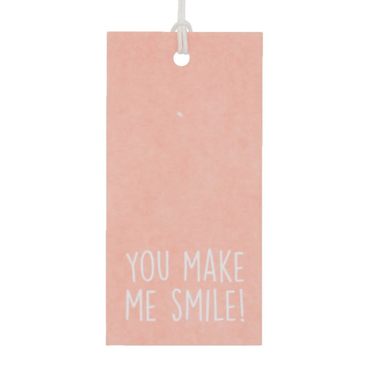 50x Geschenkanhänger 'You make me smile' Rosa