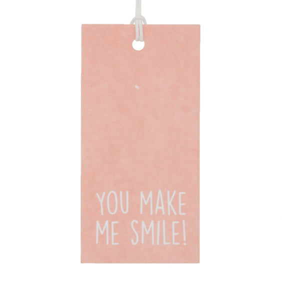 50x Geschenkanhänger 'You make me smile' Rosa