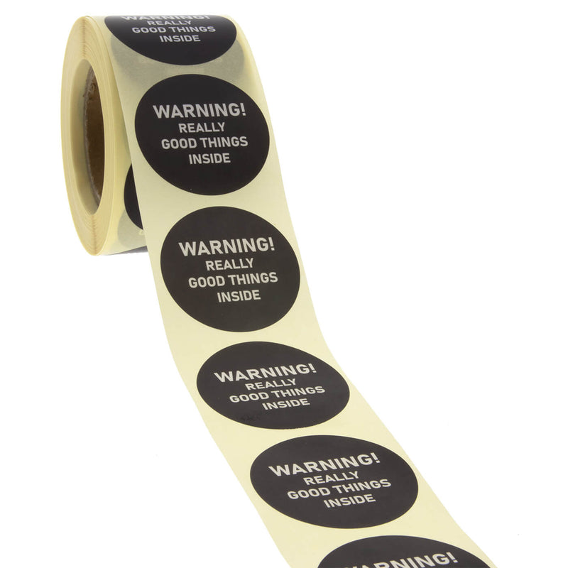 500x Aufkleber 'Warning! Really Good Things Inside' 40mm