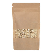 100x Standbodenbeutel mit Fenster Braun 13x22,5cm