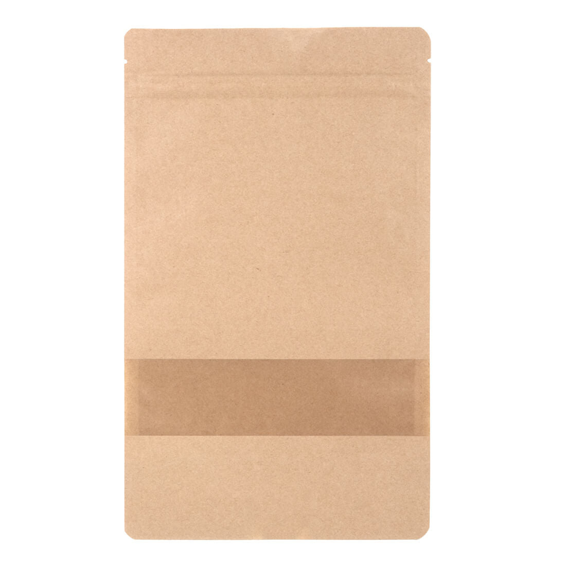 100x Standbodenbeutel mit Fenster Braun 16x27cm