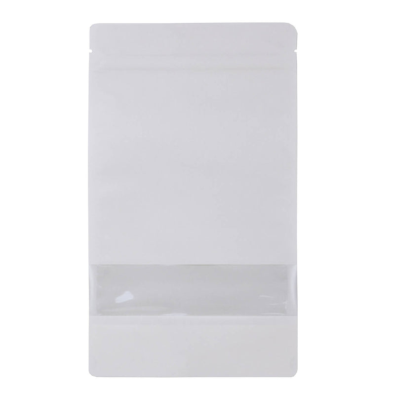 100x Standbodenbeutel mit Fenster Weiß 13x22,5cm