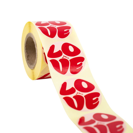 500x Aufkleber 'Love you' Rosa-Rot 50mm