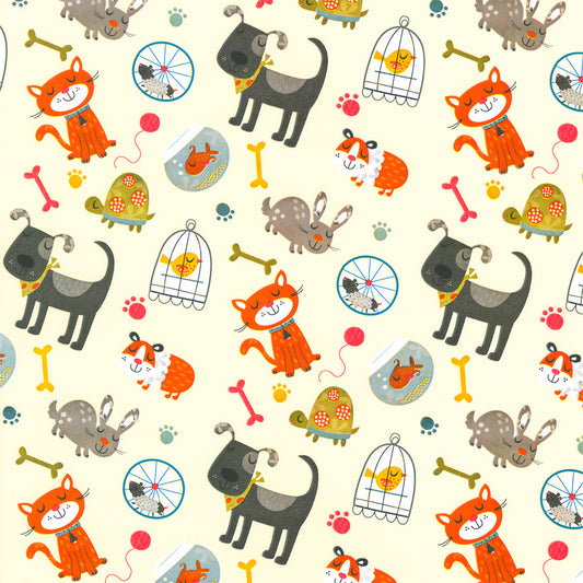 Geschenkpapier Weiß + Tierdruck 50cm x 200mtr