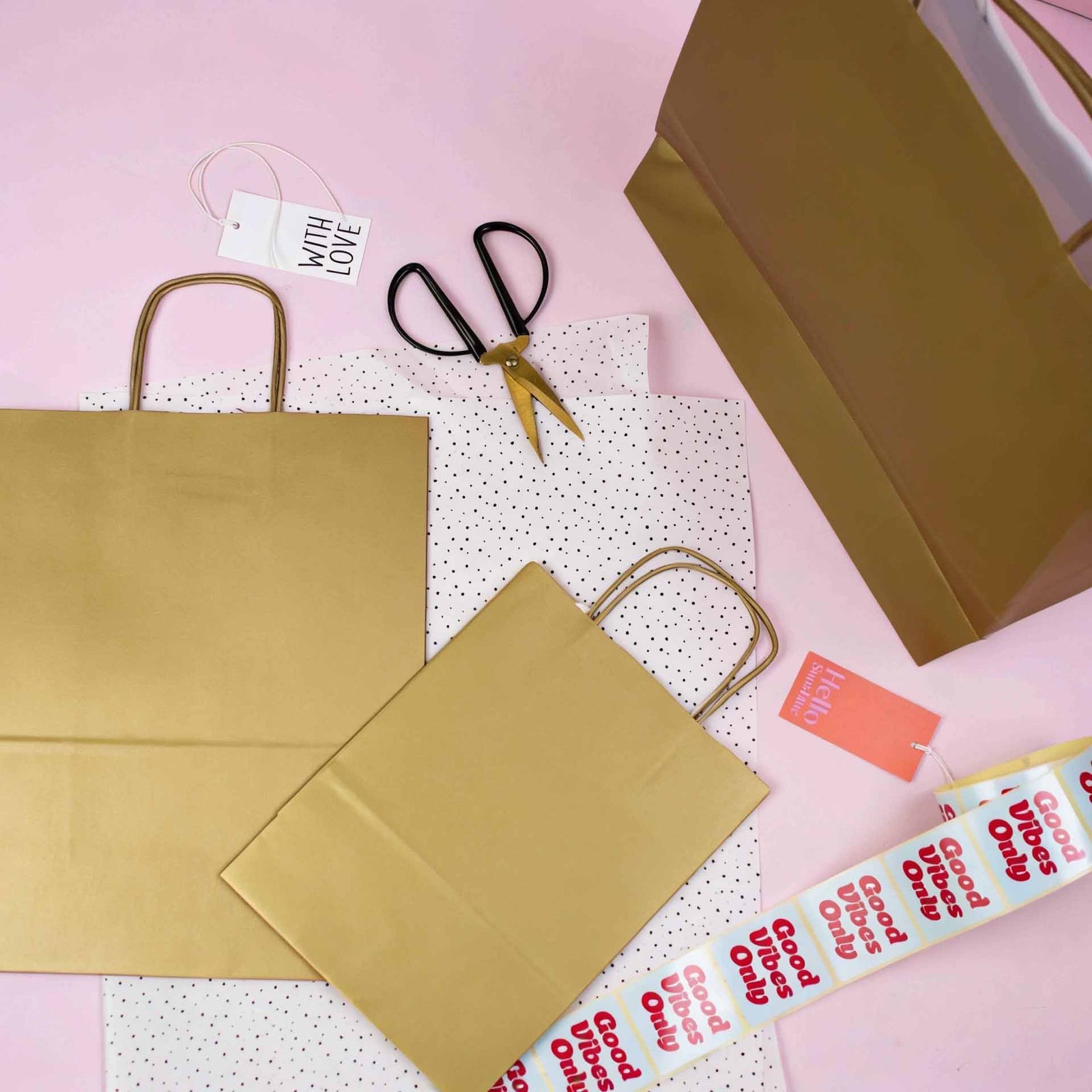 50x Papiertaschen Gold