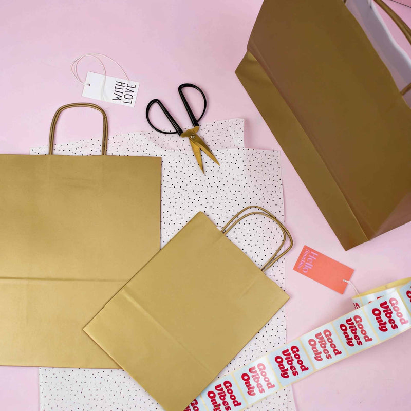 50x Papiertaschen Gold