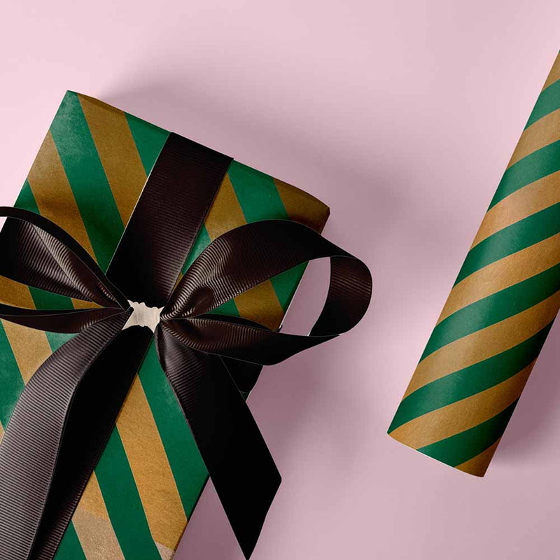 Geschenkpapier Forest Gold Stripe 50cm x 200mtr