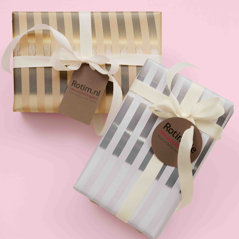 Geschenkpapier Gold Metallisierte Streifen 30cm x 100mtr