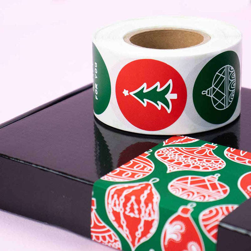 500x Aufkleber 'Christmas ornaments' sortiert 40mm