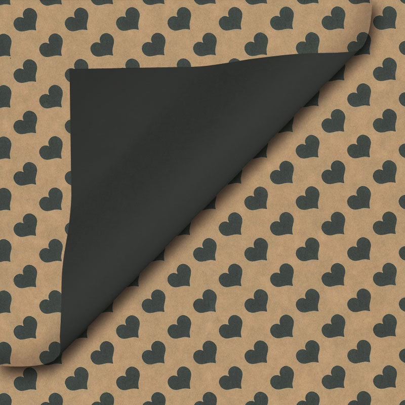 Geschenkpapier Braun Kraftpapier Schwarz einfarbig + Herzen 30cm x 200mtr