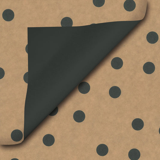 Geschenkpapier Braun Kraftpapier Schwarz einfarbig + Punkte 50cm x 200mtr