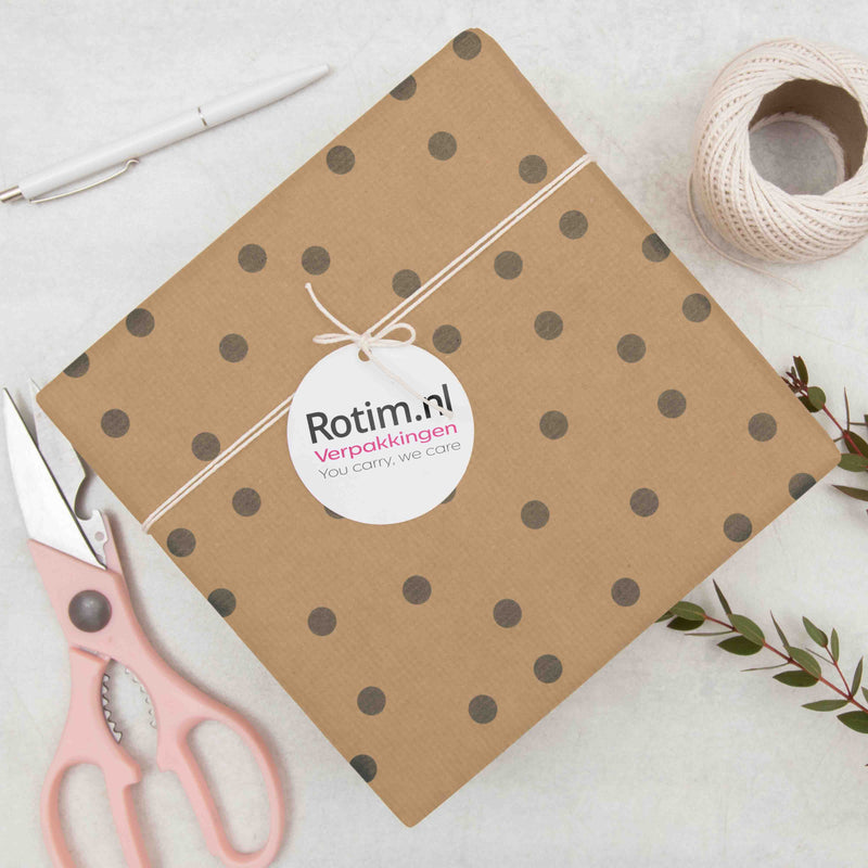 Geschenkpapier Braun Kraftpapier Schwarz einfarbig + Punkte 30cm x 200mtr