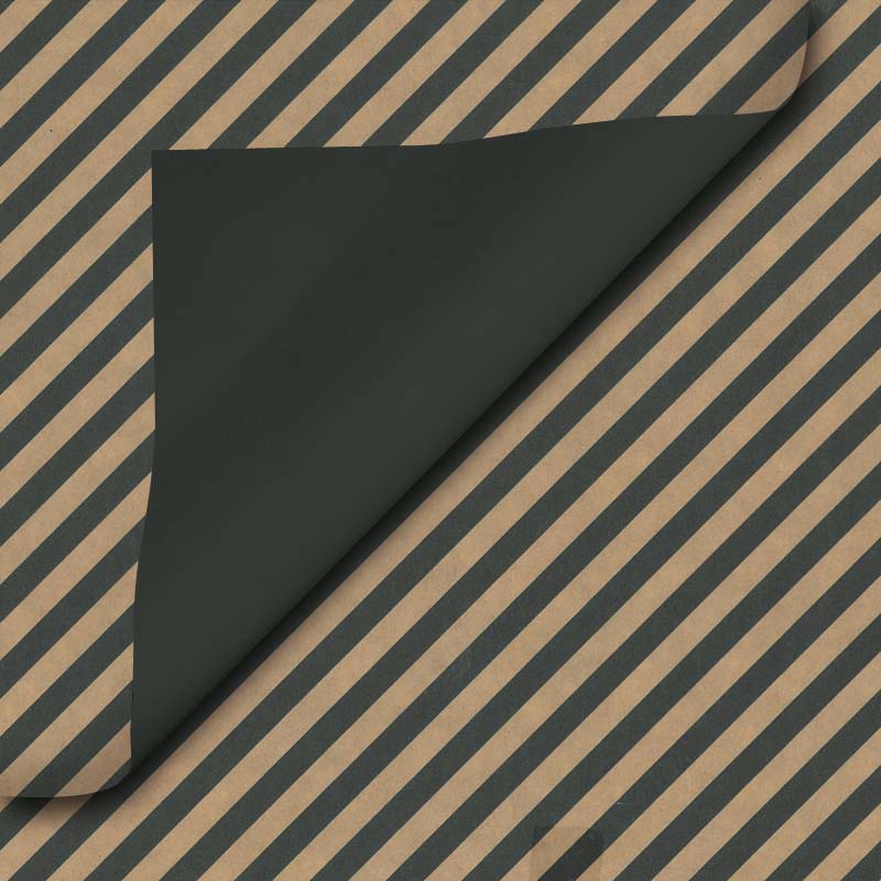 Geschenkpapier Braun Kraftpapier Schwarz einfarbig + Streifen 30cm x 200mtr