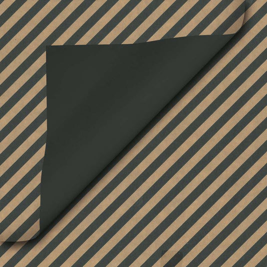 Geschenkpapier Braun Kraftpapier Schwarz einfarbig + Streifen 30cm x 200mtr