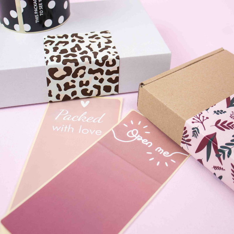 100x Verschlussetiketten 'Packed With Love' Rosa
