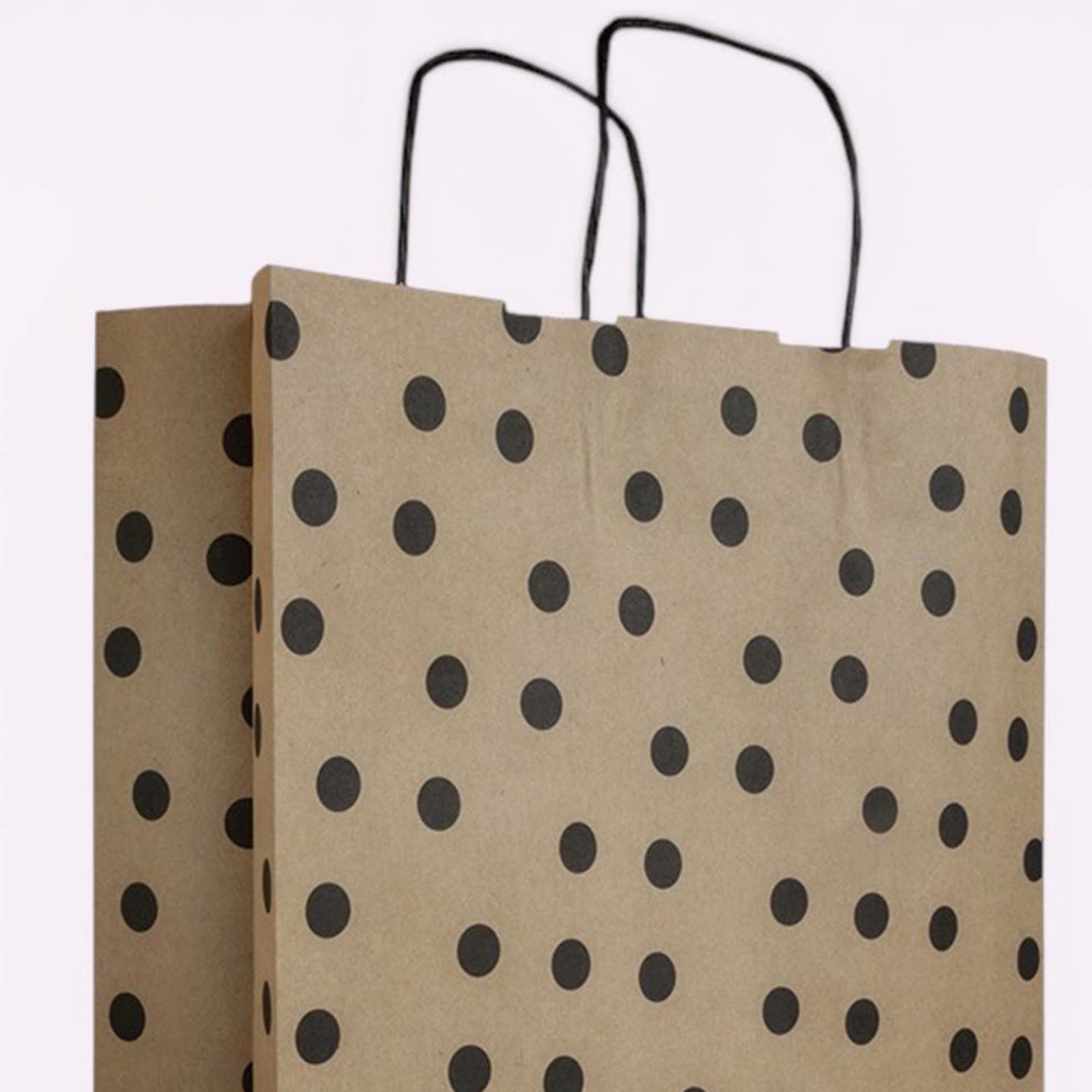 50x Papiertaschen Braun + Schwarz gepunktet A5