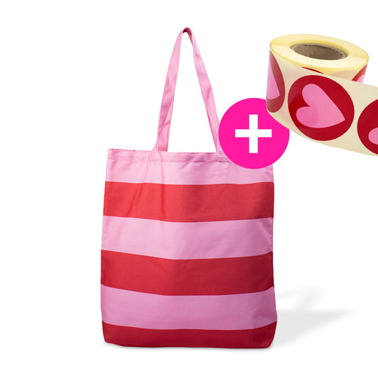 10x Strandtasche aus Baumwolle Pink Stripes