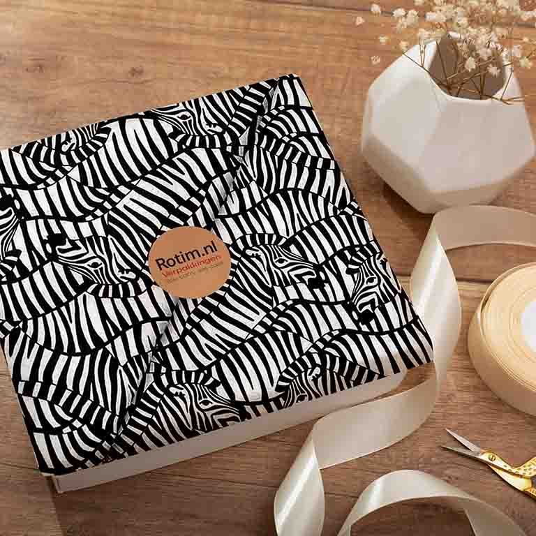 Geschenkpapier Zebramuster + gelb 30cm x 200mtr