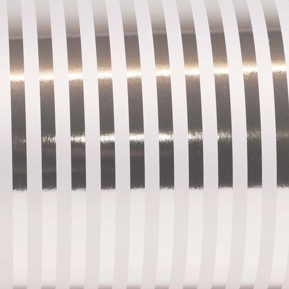 Geschenkpapier Weiß Silber Streifen 50cm x 100mtr - Design ZP12
