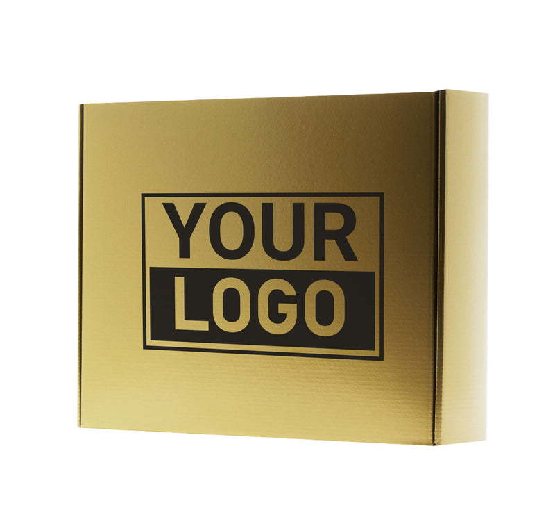 Postkartons bedrucken Gold 350x280x80mm