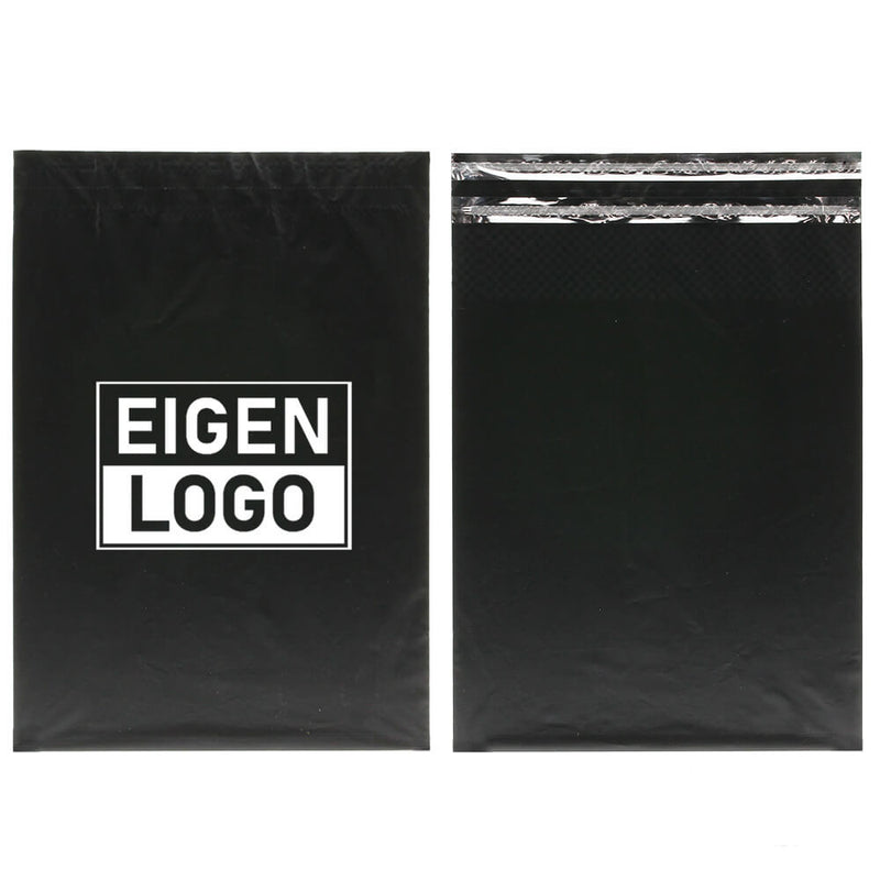 Schwarze Versandtaschen bedrucken L - große Auflage
