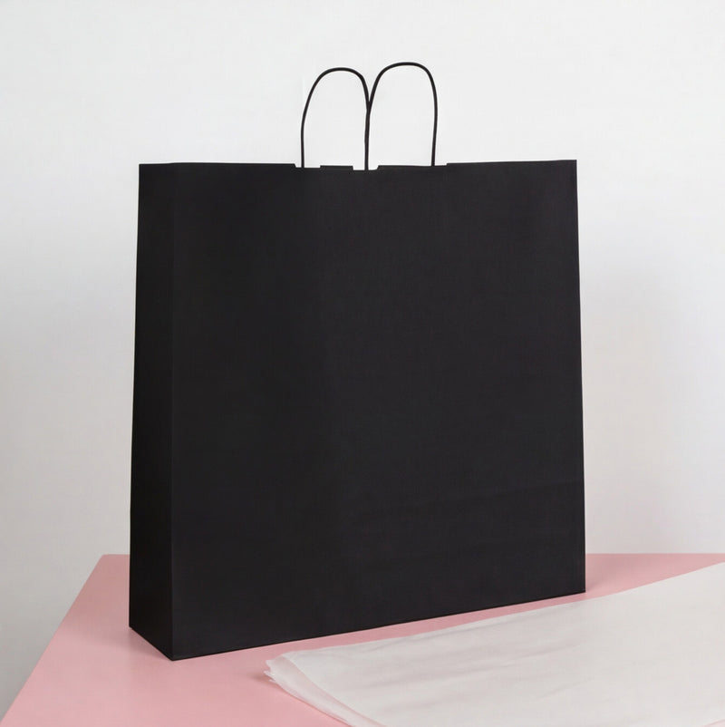 50x Papiertaschen Schwarz XXL