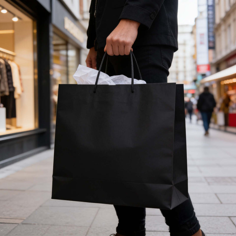 50x Papiertaschen Schwarz XXL